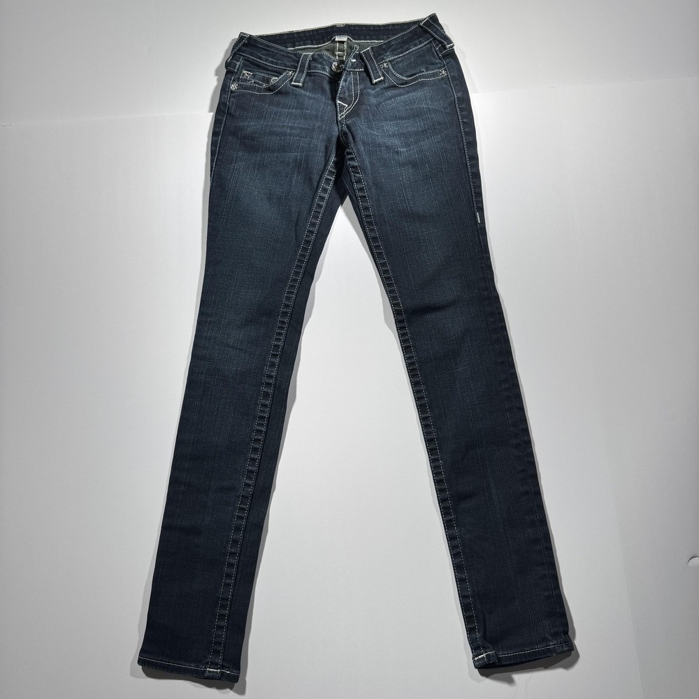 True Religion Jeans Womens 25 Skinny Blue World Tour Made USA 8H56DWBM00013